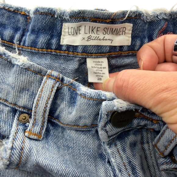BILLABONG X LOVE LIKE SUMMER shorts light wash 28 IT's Time Denim Shorts - Picture 9 of 11